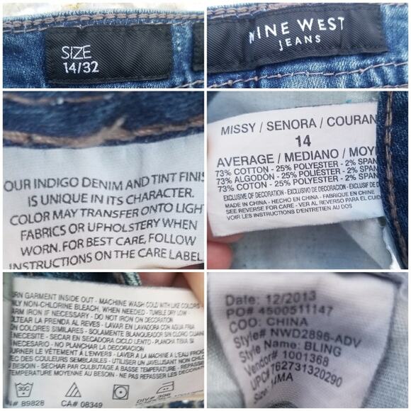 Stretch Denim Capris Nine West Plus Size 14 / 32 Crop Embellished Cropped Jeans - Picture 4 of 9